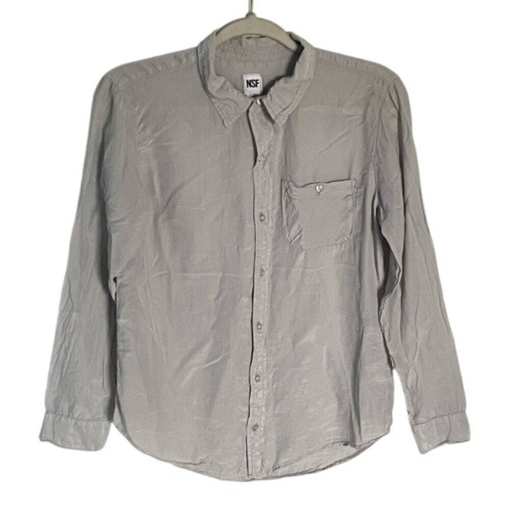 NSF Gray Long Sleeve button down Shirt Size Medium 47827